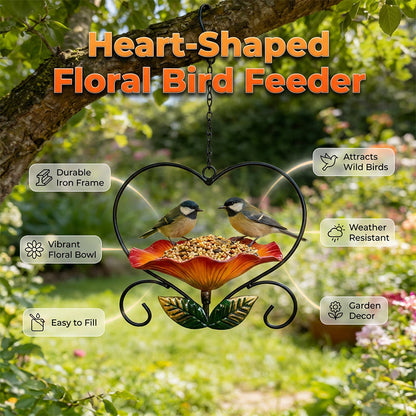 Mangeoire à oiseaux florale en forme de cœur
