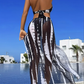 👙 50 % DE RÉDUCTION POUR UNE DURÉE LIMITÉE ! ✨ Maillot de bain deux pièces à rayures – Nœud au cou, détails anneaux, très extensible 🌊