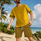 📢📢50 % DE RÉDUCTION !! ⏰Ensemble de survêtement à manches courtes pour homme, imprimé graphique jaune