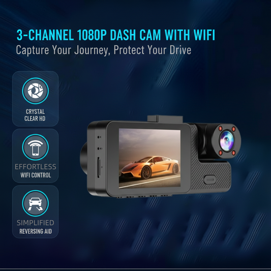 🔥 50 % de réduction 🚗 Caméra embarquée 3 canaux Full HD 1080p avec Wi-Fi