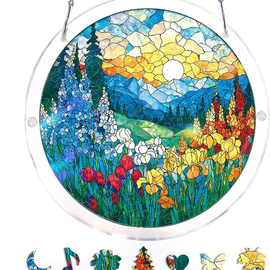 Puzzle en acrylique « Coucher de soleil et mer » à accrocher à la fenêtre