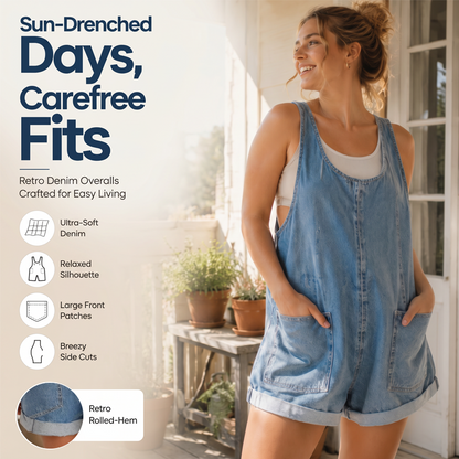 Salopette courte en jean ample d'été pour femme