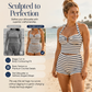 Tankini à rayures et dos nu pour femme, ensemble 2 pièces