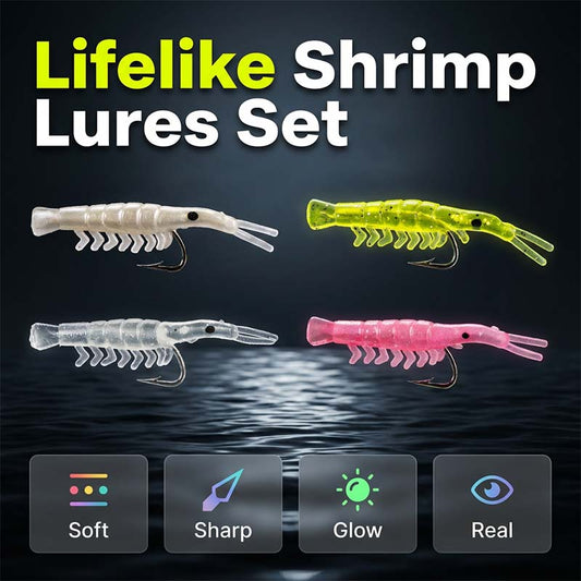 Ensemble de 50 leurres de crevettes réalistes avec hameçons