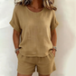 Ensemble 2 pièces pour femme : haut à manches courtes et short