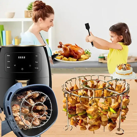 Grille ronde en acier inoxydable pour four, avec brochette