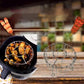 Grille ronde en acier inoxydable pour four, avec brochette