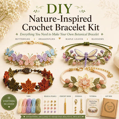 🧶 Kit de bracelet au crochet DIY inspiré par la nature 🧘 Réduisez le stress tout en créant de vos propres mains un bijou à porter.