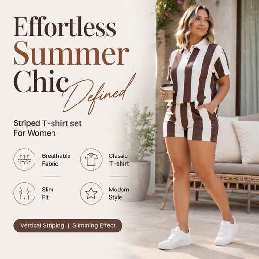 ⏰SOLDES D'ÉTÉ 2026 – 50 % DE RÉDUCTION ! 🔥 👚Ensemble deux pièces décontracté à rayures pour femme, idéal pour l'été