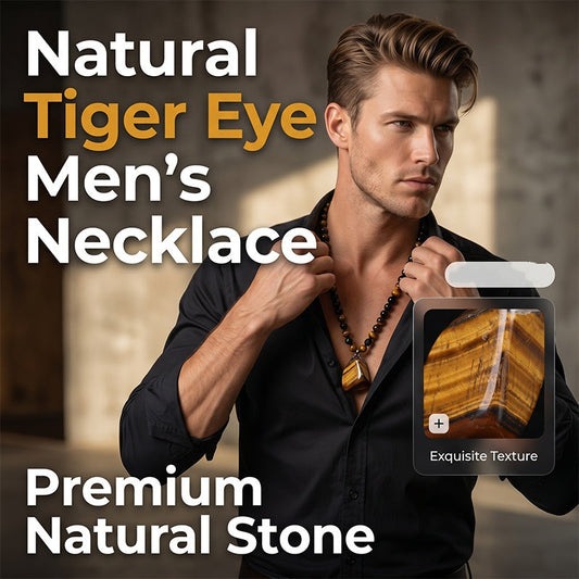 📢 −50% ! ⏰ Collier Perles Œil de Tigre Homme – Pierre Naturelle Premium, Cordons Tressé Artisanal & Chaîne Épi – Accessoire Chic pour le Quotidien et les Soirées ✨🧿