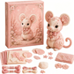 🎀 - 50% | Kit de patchwork en feutre DIY pour une forêt enchantée rose – Pièces pré-découpées et guide étape par étape, activité manuelle sereine sans écran !