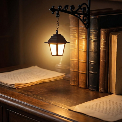 Serre-livres miniature en forme de lampadaire rétro avec lumière