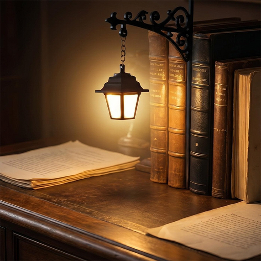 Serre-livres miniature en forme de lampadaire rétro avec lumière