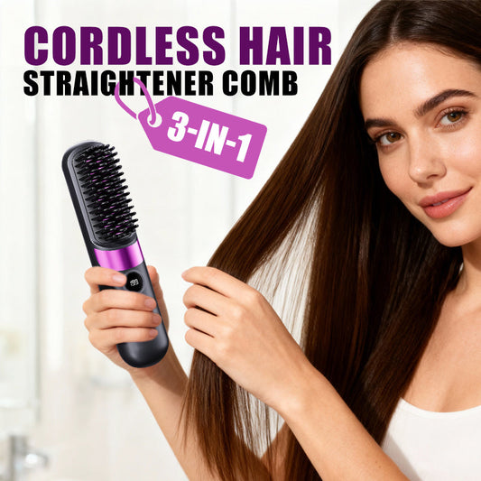 💇✨ Peigne-lisseur 3-en-1 sans fil portable, lisse coiffe démêle les cheveux nomade pour tous vos déplacements ✨ €29,99 Prix habituel€59,98Prix soldéVente
