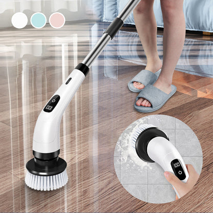 ⏳Offre spéciale à durée limitée⏰Kit de brosses de nettoyage rechargeables avec manche télescopique et 8 embouts — Plus besoin de se baisser ni de s'agenouiller, un nettoyage facile et sans effort