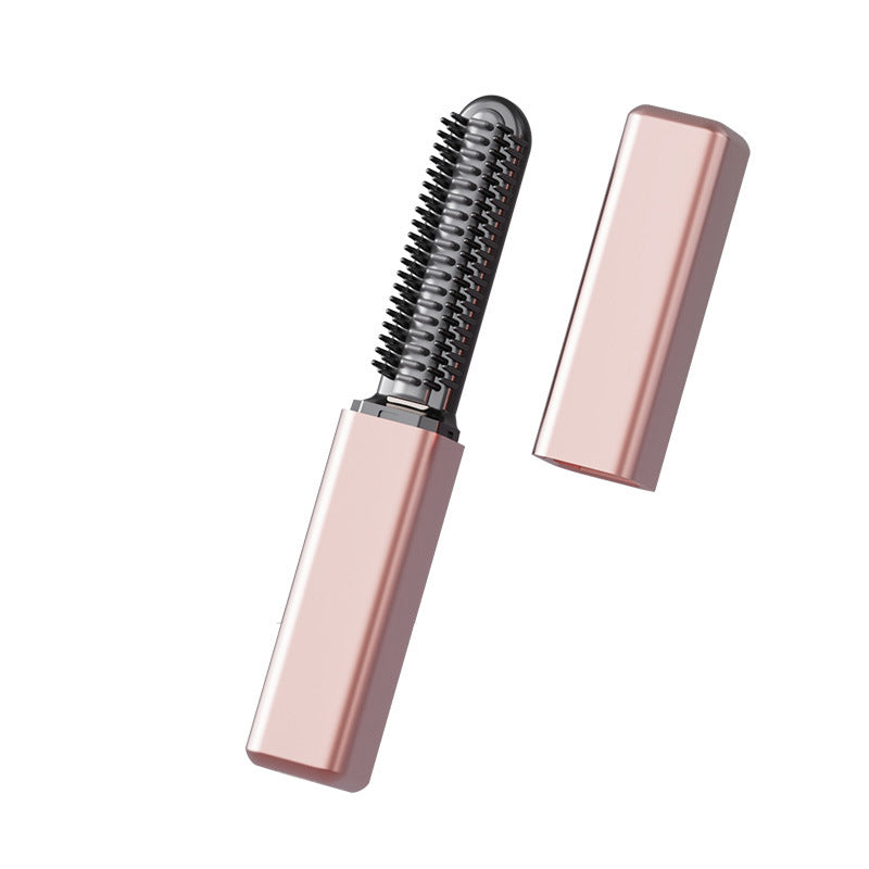 Mini-brosse lissante sans fil chauffante, peigne coiffant portable et rechargeable pour la frange et pour donner du volume