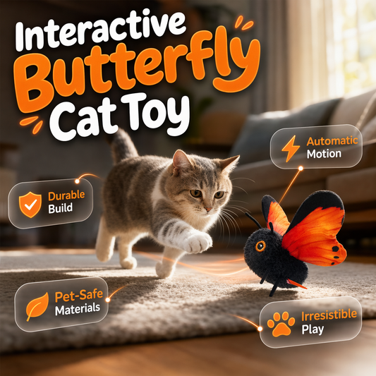 🏠🐈 Papillon intelligent anti-ennui – Activé par le mouvement, vole comme un vrai, le compagnon parfait pour occuper votre félin pendant votre absence ⏰❤️