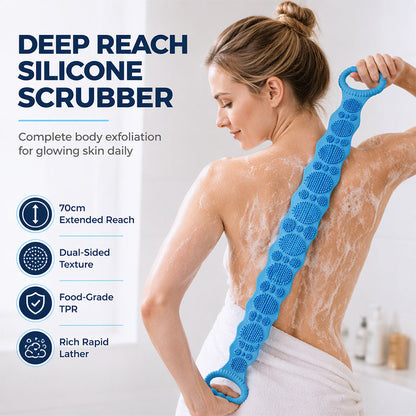 🛁Brosse de dos en silicone longue 70 cm, gommage et massage, nettoyage facile sans effort✨