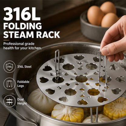 ✨‑50% OFF✨ Grille vapeur pliable en inox 🥚 Compact après repliage, s’adapte aux casseroles, indispensable pour votre cuisine 🍳