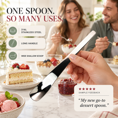 🔥‑50% Réduction ! Cuillère dessert acier inoxydable 🥄 Manche long ergonomique, résistante, idéale pour cuisiner et déguster ✨
