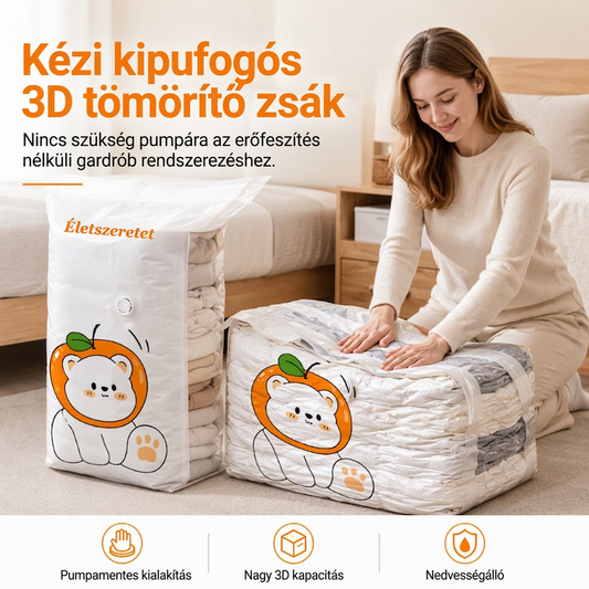 🧳 Sac sous vide 3D manuel – pas besoin de pompe à air, réutilisable, optimise l'espace de rangement – protège les couvertures et les vêtements ! ✨👚
