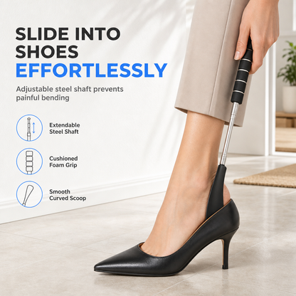 📢📢50% DE RÉDUCTION !! ⏰Chausse-pied télescopique à long manche en acier inoxydable