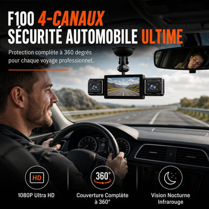 🎥 PROMO FLASH -50% ✨ Dashcam F100 à 4 Objectifs — 1080P, Vision Nocturne & GPS 🛰️