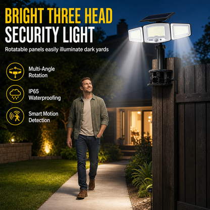 🔥 50% DE RÉDUCTION ! ✨Lampe solaire à 3 têtes avec détecteur de mouvement