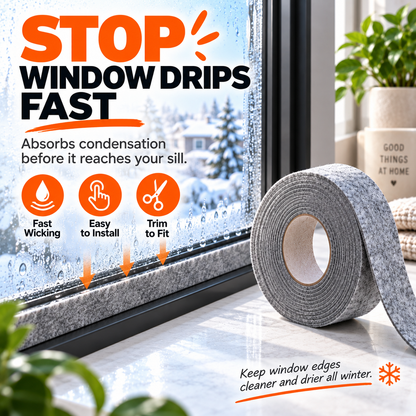 Bande de feutre auto-adhésive absorbant la condensation sur les vitre
