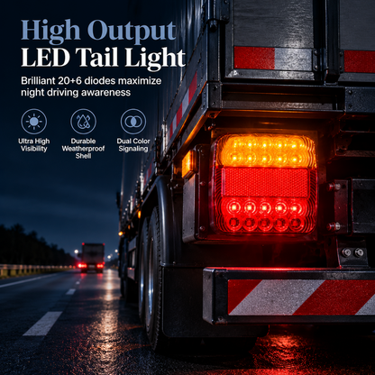 🚛 50 % DE RÉDUCTION POUR UNE DURÉE LIMITÉE ! 💡 Feux arrière bicolores à 26 LED – Lumineux, étanches, 12 V/24 V ✅