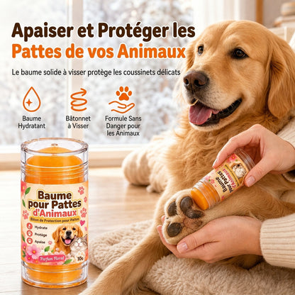 Baume pour pattes d'animaux à la senteur florale, format 10g avec sticks rétractables, crème hydratante pour coussinets de pattes pour chiens et chats