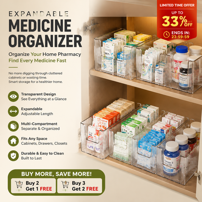 🔥 Rangement télescopique transparent pour médicaments — Extensible, idéal pour une armoire à pharmacie bien rangée 💊🗄️